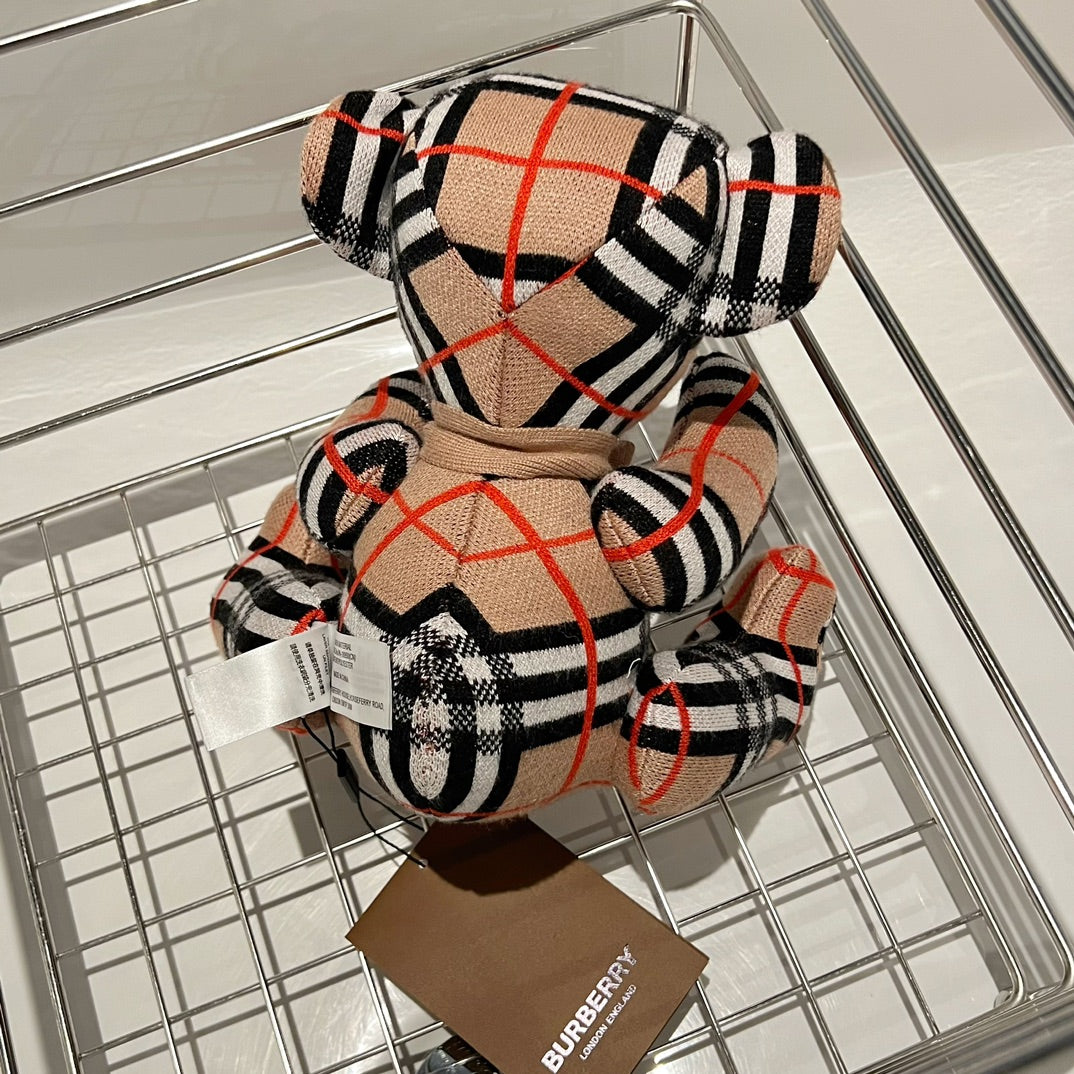 Burberry Inspired Classic Plaid Thomas Bear Style Plush Toy Figurine with Bow Tie - 25cm Tall