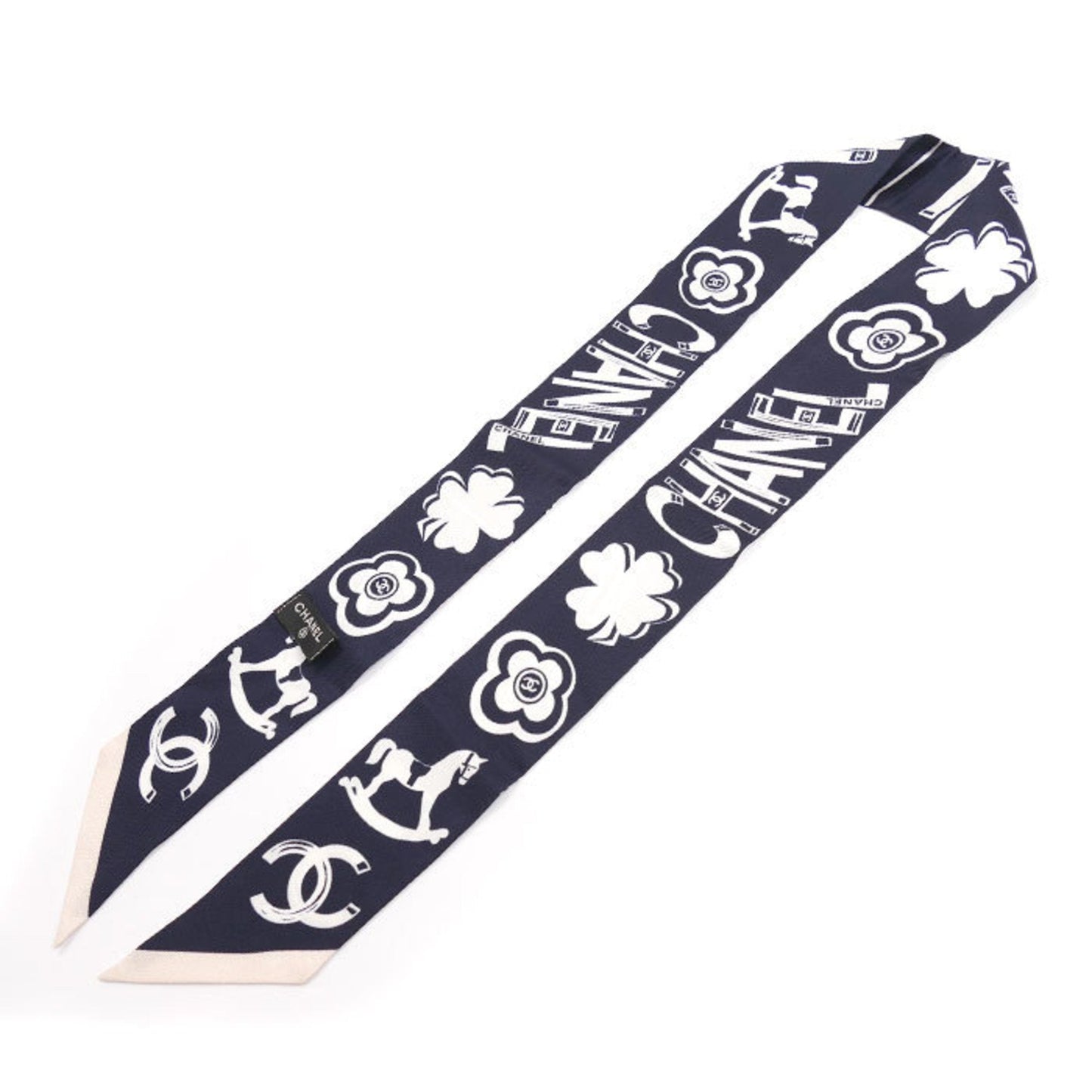 Chanel Navy pink Silk Scarf (Pre-Owned)