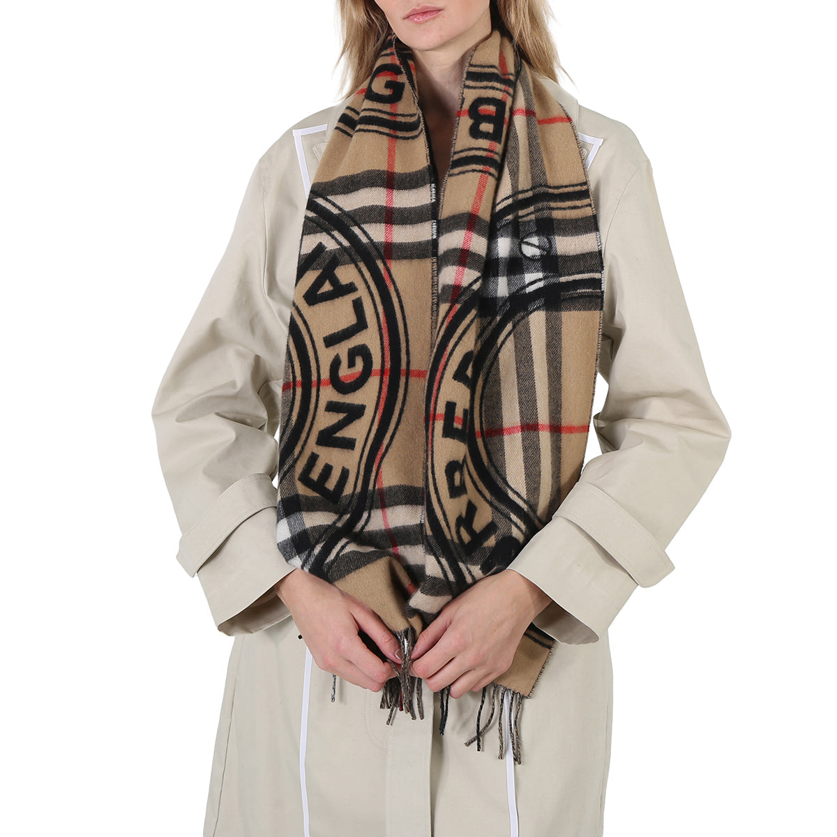 Burberry Archive Beige Montage Print Cashmere Scarf