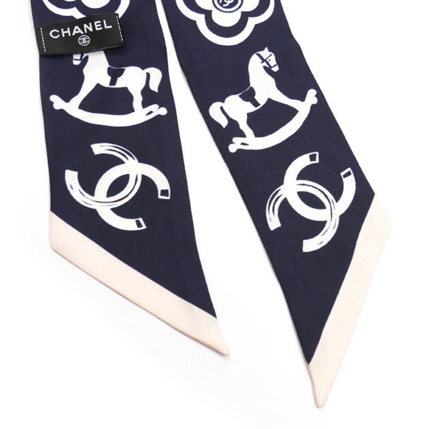 Chanel Navy pink Silk Scarf (Pre-Owned)
