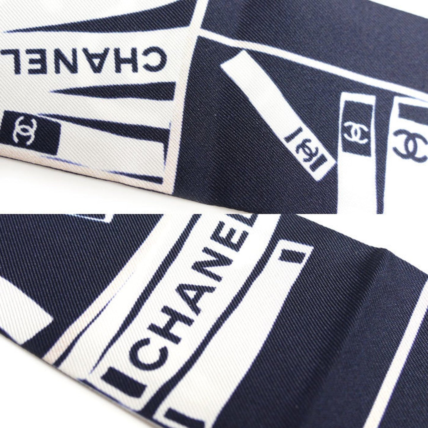 Chanel Navy pink Silk Scarf (Pre-Owned)