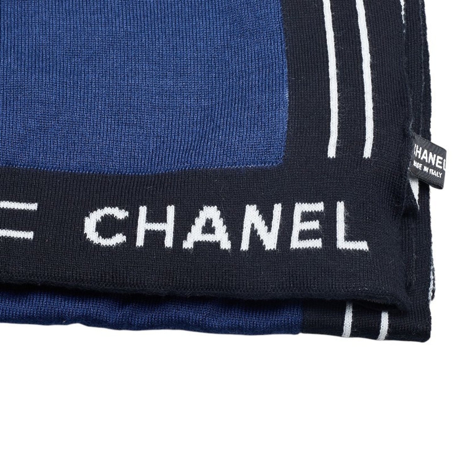 Chanel Navy Cashmere Cotton Scarf (Pre-Owned)