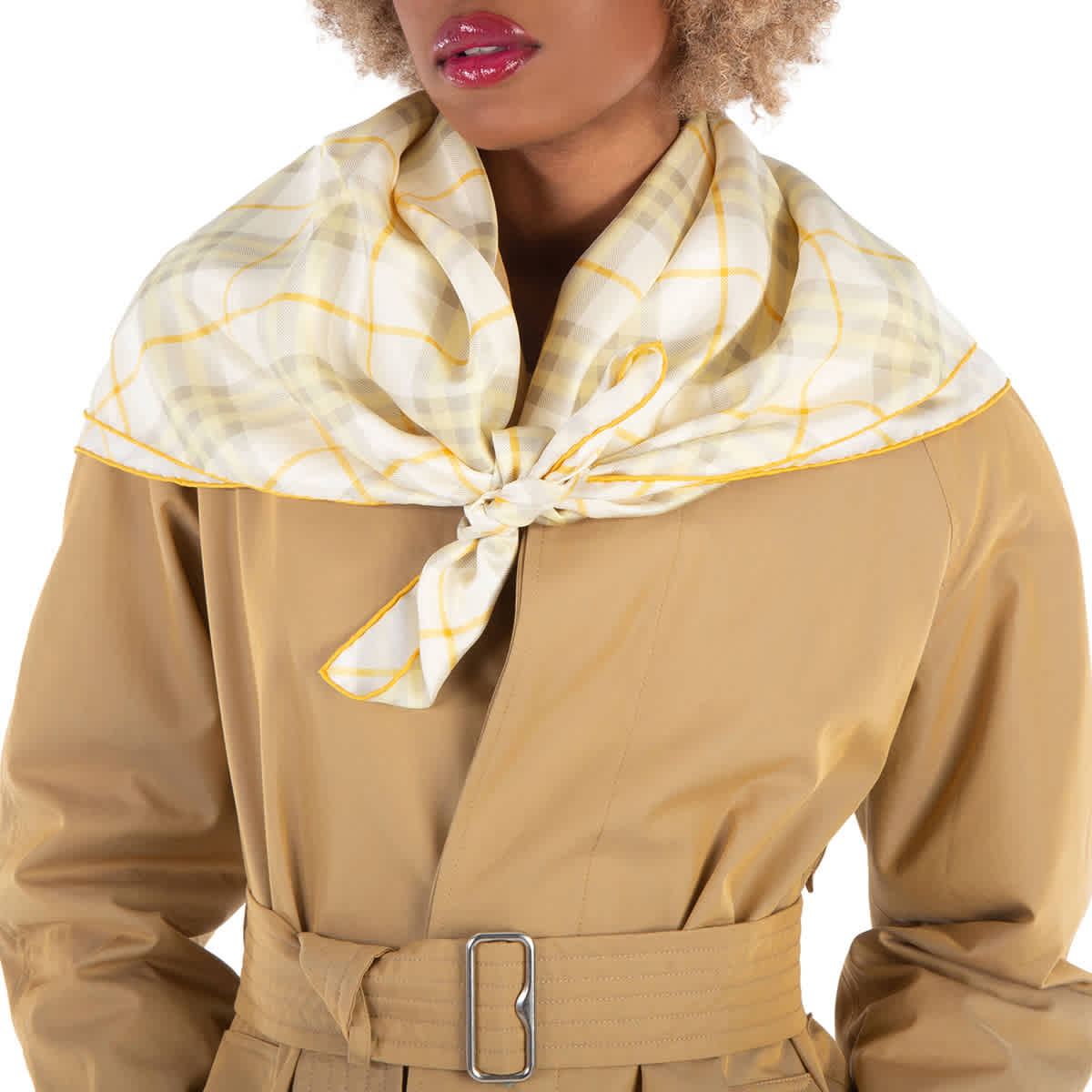 Burberry Check Silk Square Scarf in Wheat