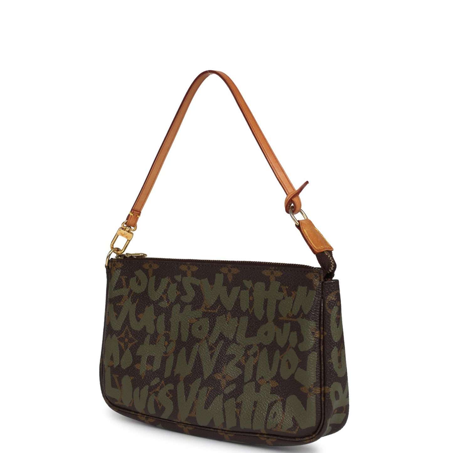 Vintage Louis Vuitton x Stephen Sprouse Pochette Accessories Khaki Graffiti Gold Hardware