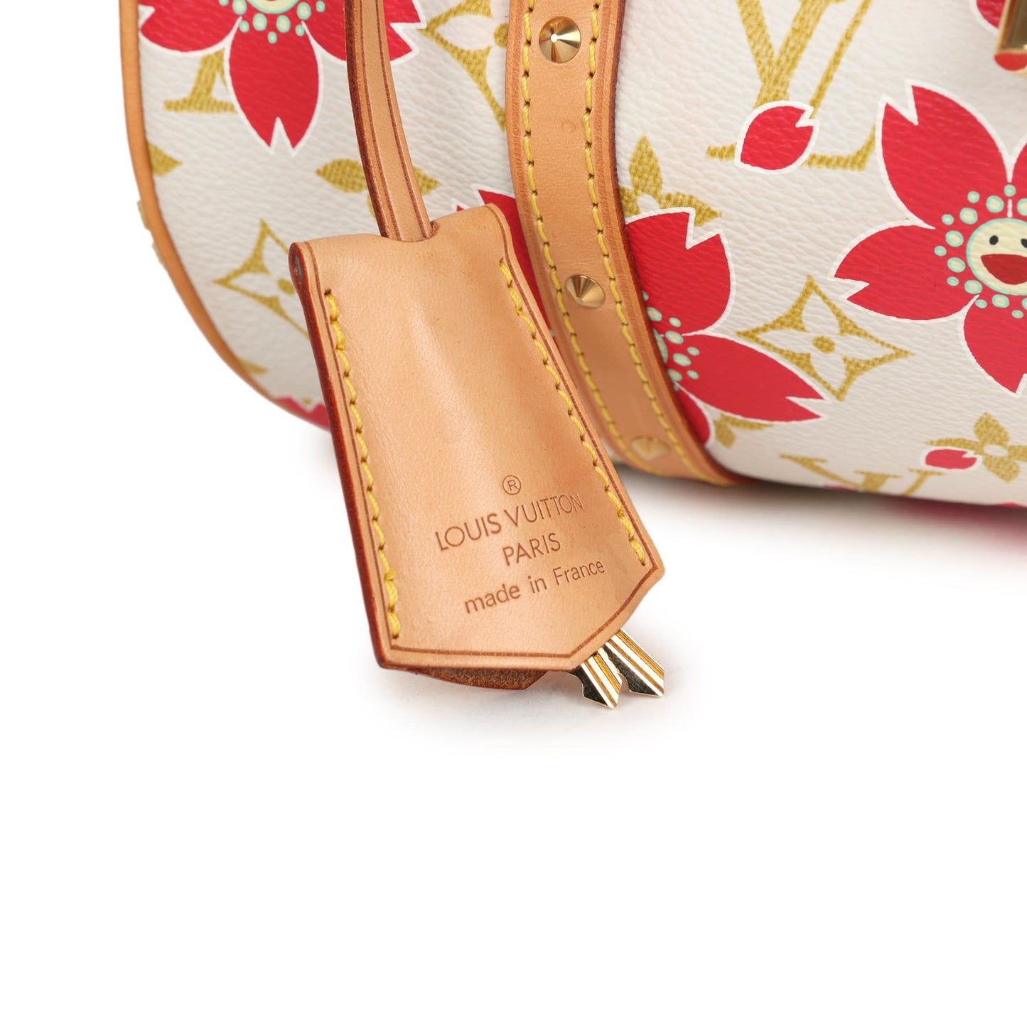 Vintage Louis Vuitton X Takashi Murakami Cream and Red Cherry Blossom Papillon Gold Hardware