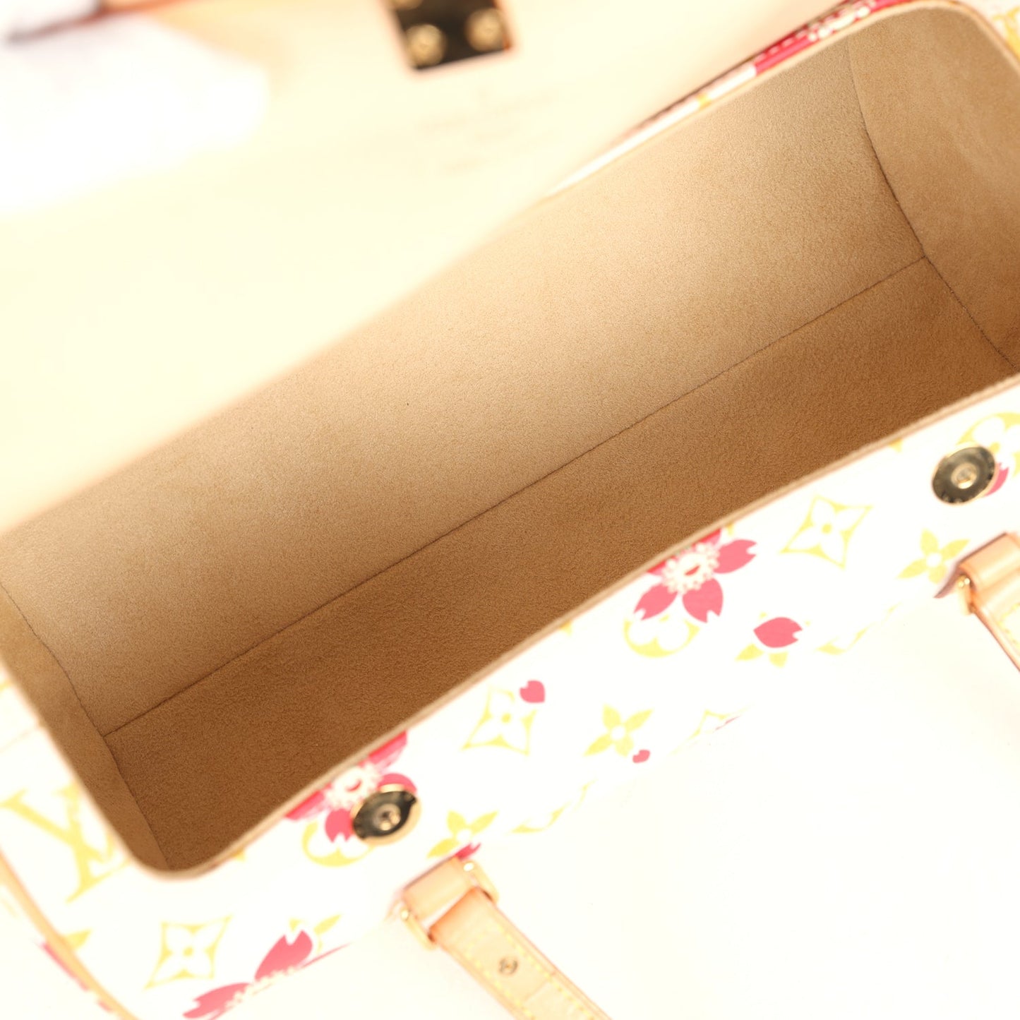 Vintage Louis Vuitton X Takashi Murakami Cream and Red Cherry Blossom Papillon Gold Hardware