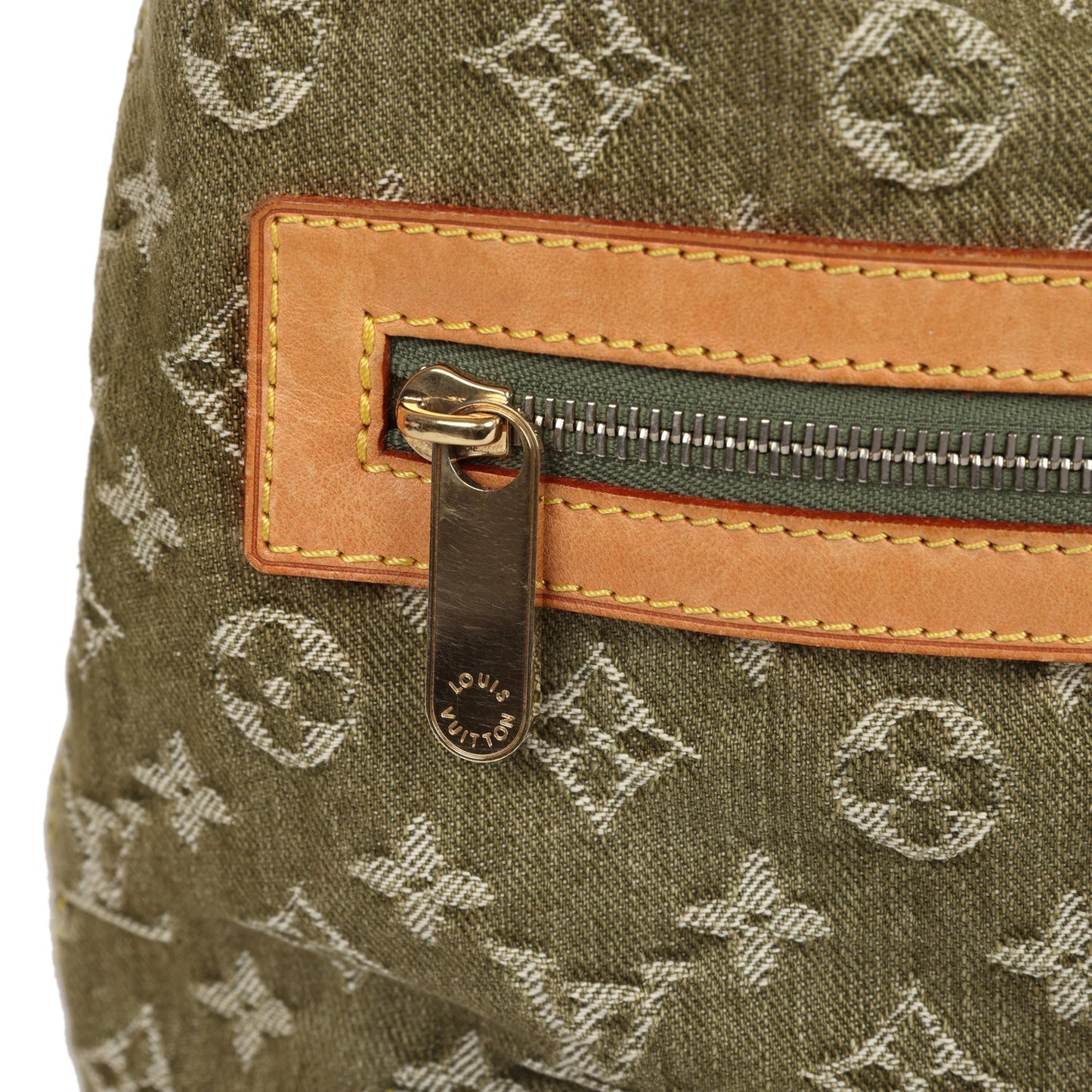 Vintage Louis Vuitton Baggy GM Green Denim Monogram Gold Hardware