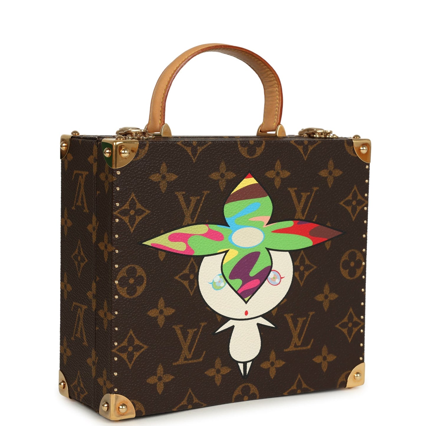Vintage Louis Vuitton x Takashi Murakami Flower Head Jewelry Trunk Brown Multi Monogram Brass Hardware