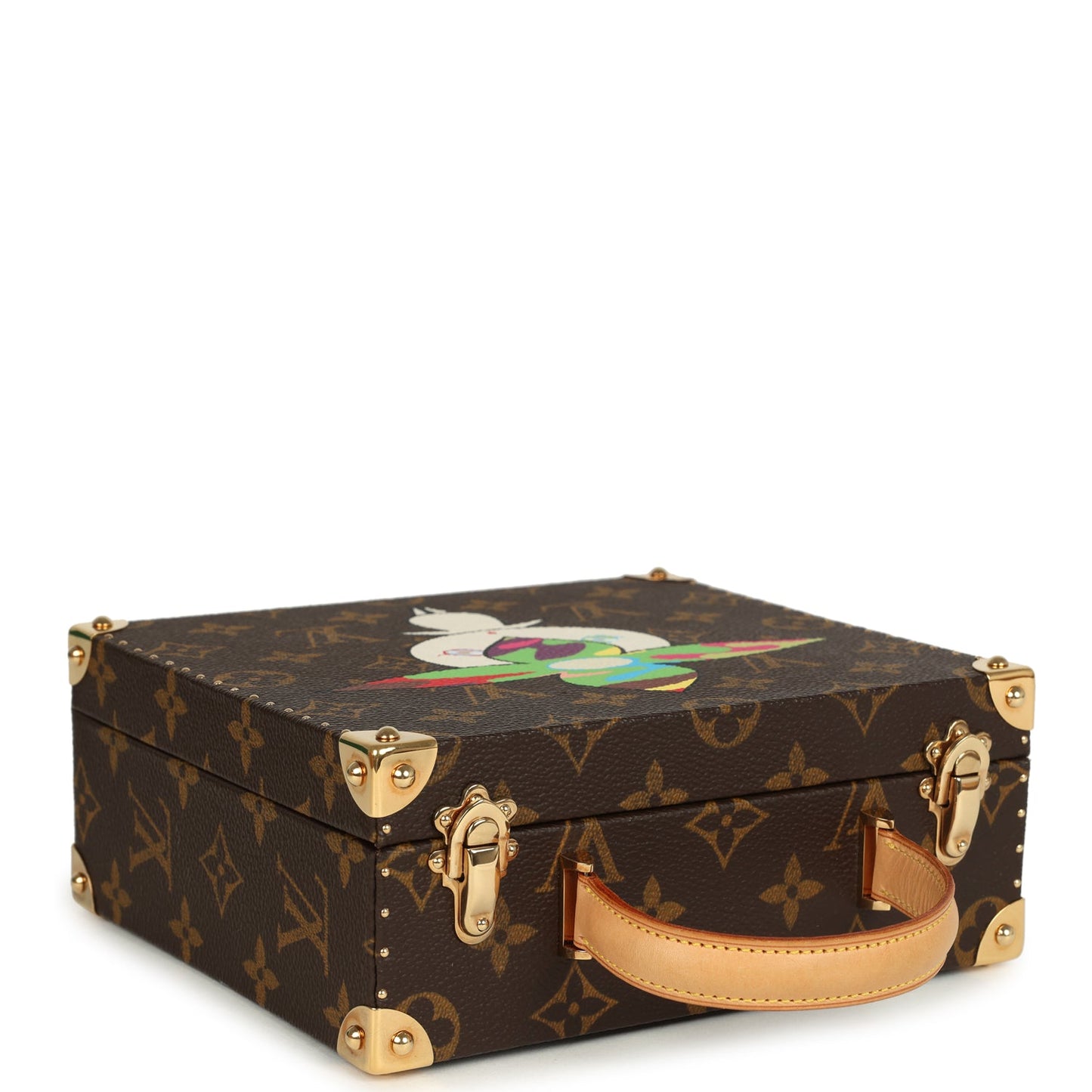 Vintage Louis Vuitton x Takashi Murakami Flower Head Jewelry Trunk Brown Multi Monogram Brass Hardware