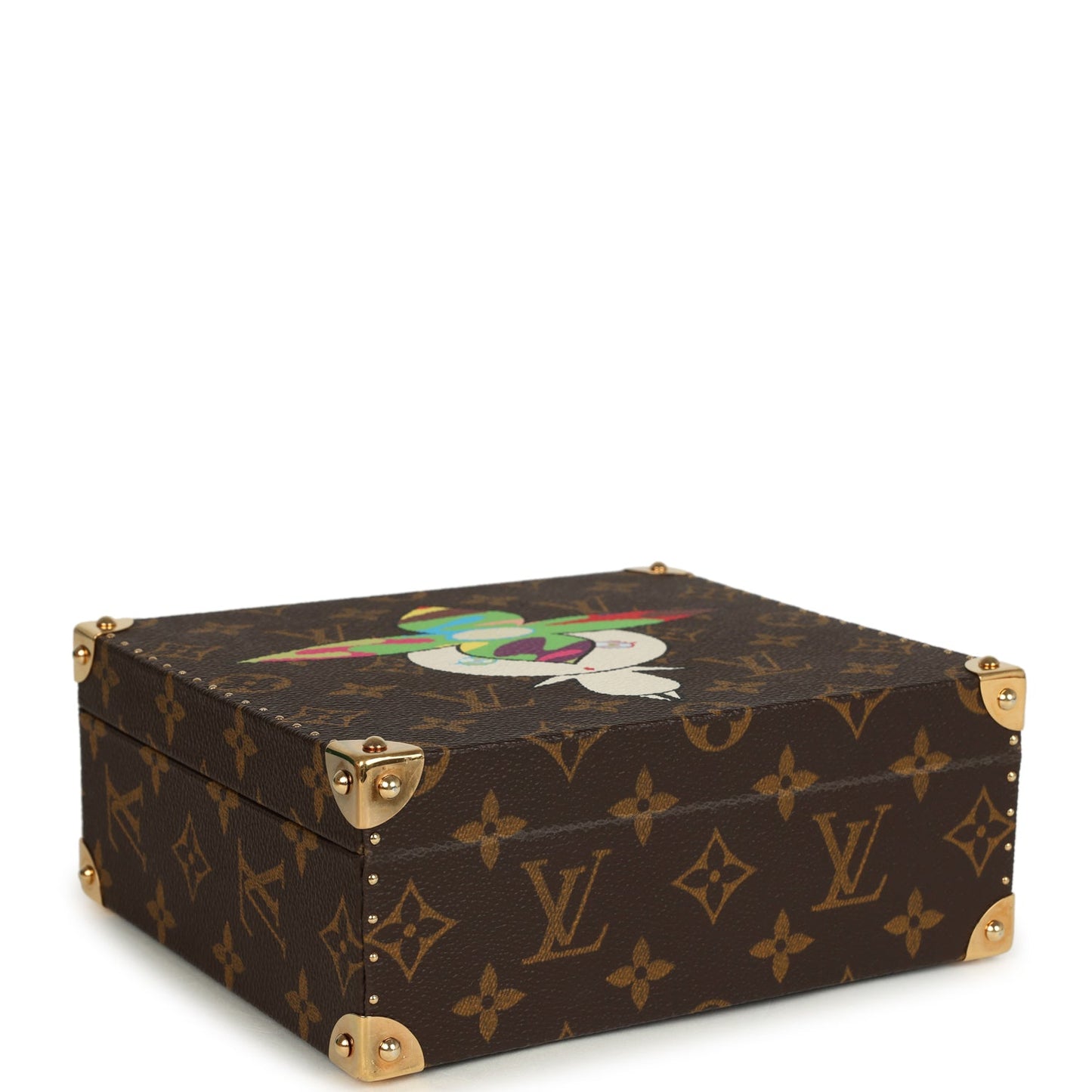 Vintage Louis Vuitton x Takashi Murakami Flower Head Jewelry Trunk Brown Multi Monogram Brass Hardware