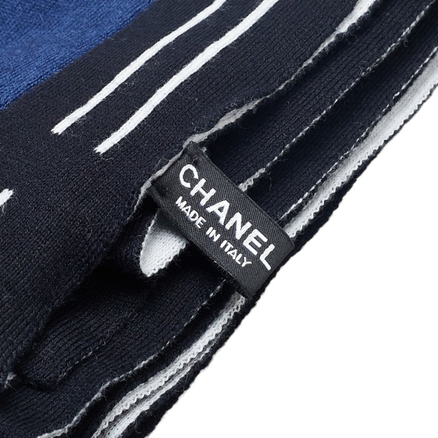 Chanel Navy Cashmere Cotton Scarf (Pre-Owned)