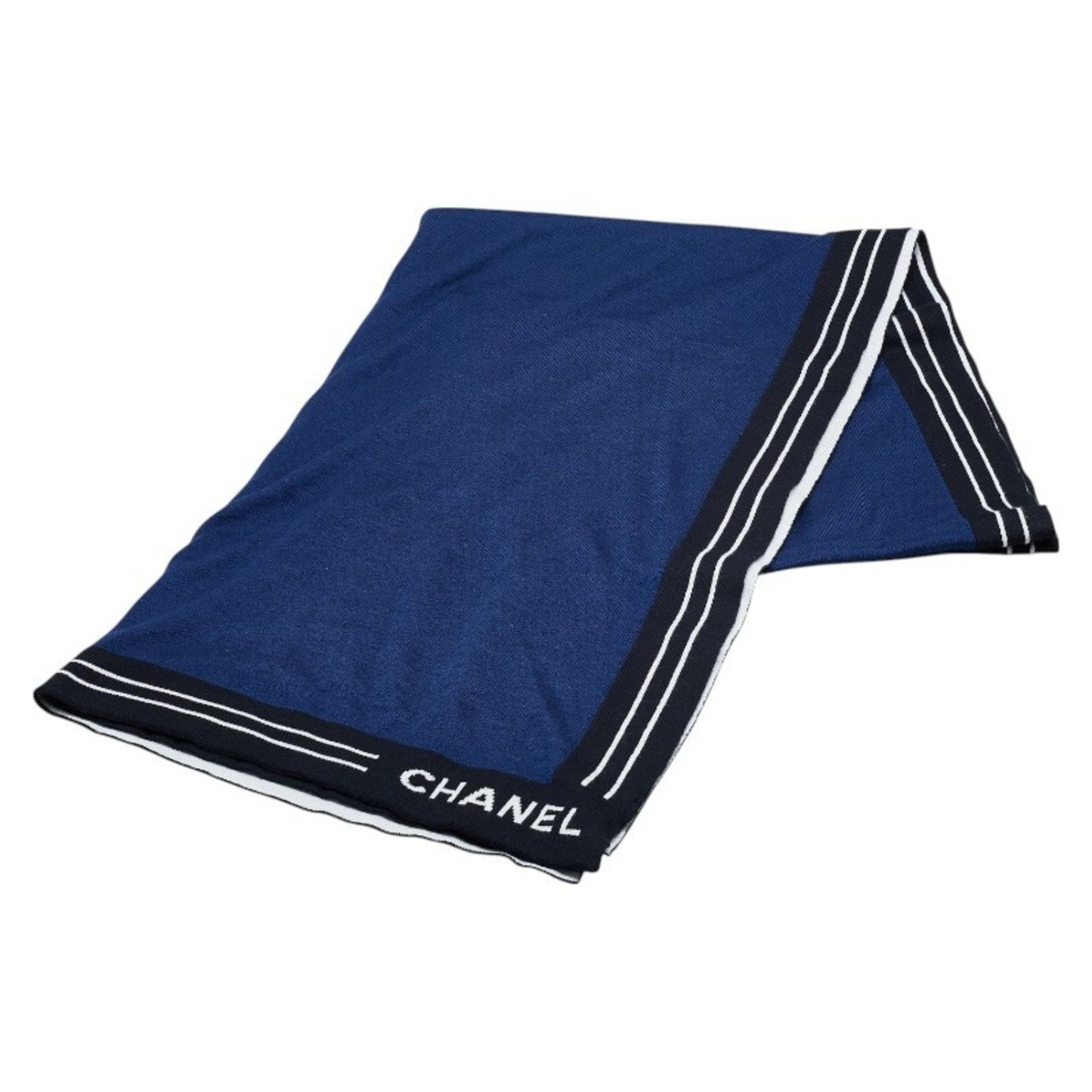 Chanel Navy Cashmere Cotton Scarf (Pre-Owned)