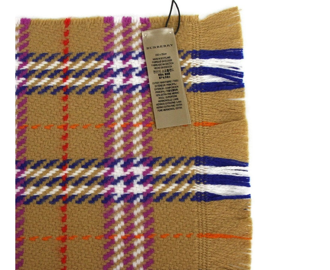 Burberry Women's Antique Vintage Check Extra Fine Merino Wool Scarf