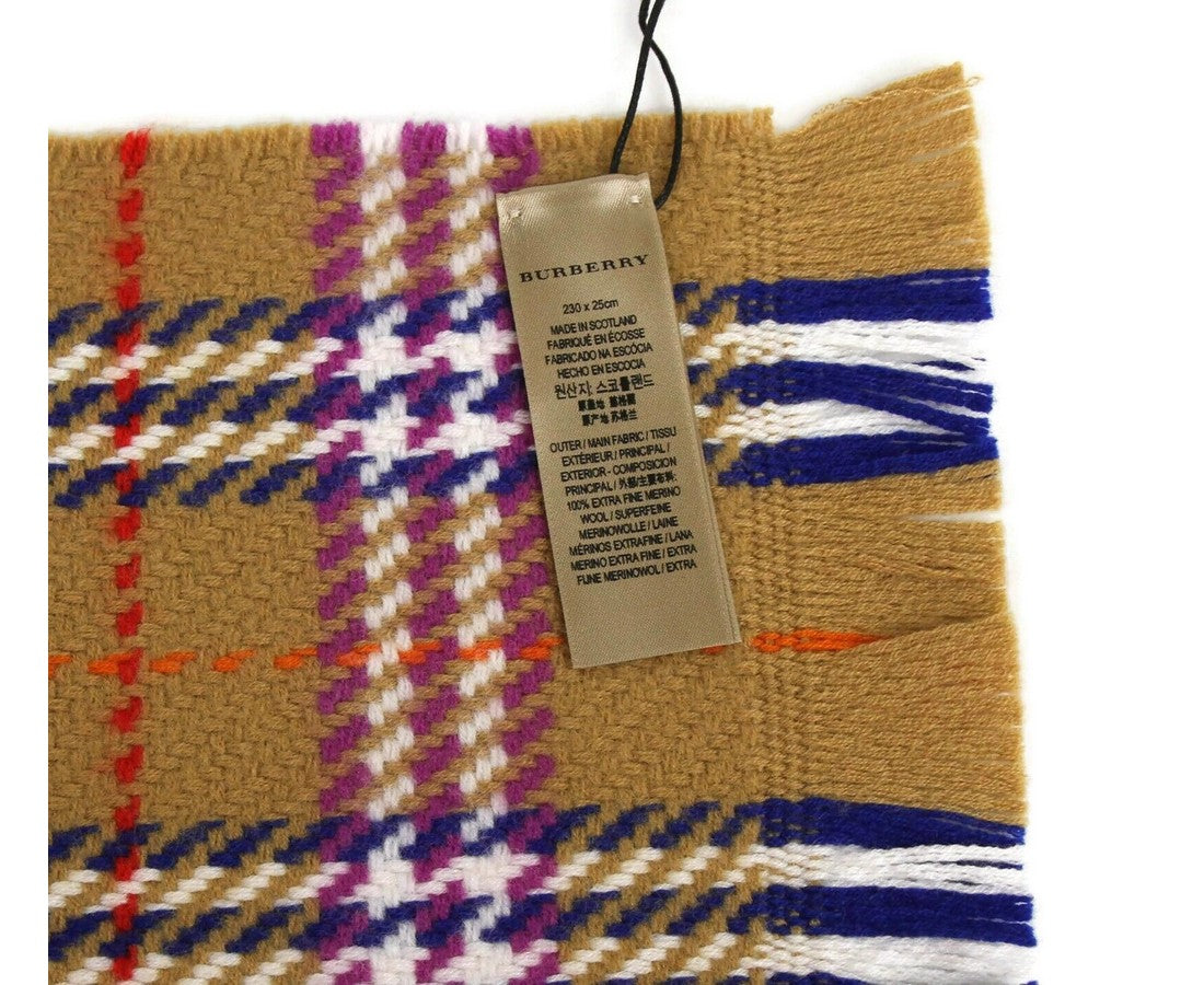 Burberry Women's Antique Vintage Check Extra Fine Merino Wool Scarf