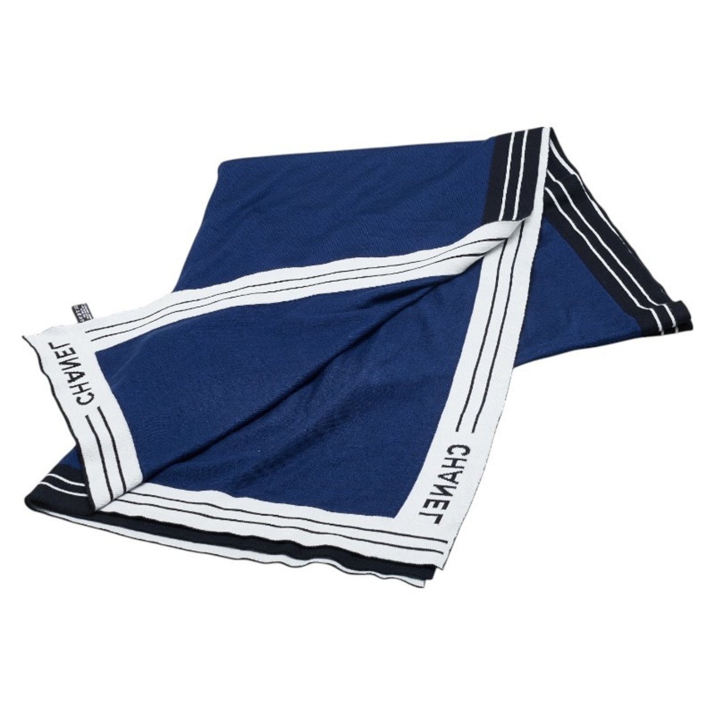 Chanel Navy Cashmere Cotton Scarf (Pre-Owned)
