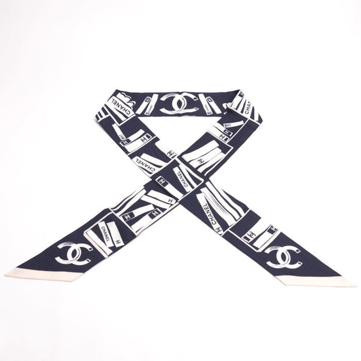 Chanel Navy pink Silk Scarf (Pre-Owned)