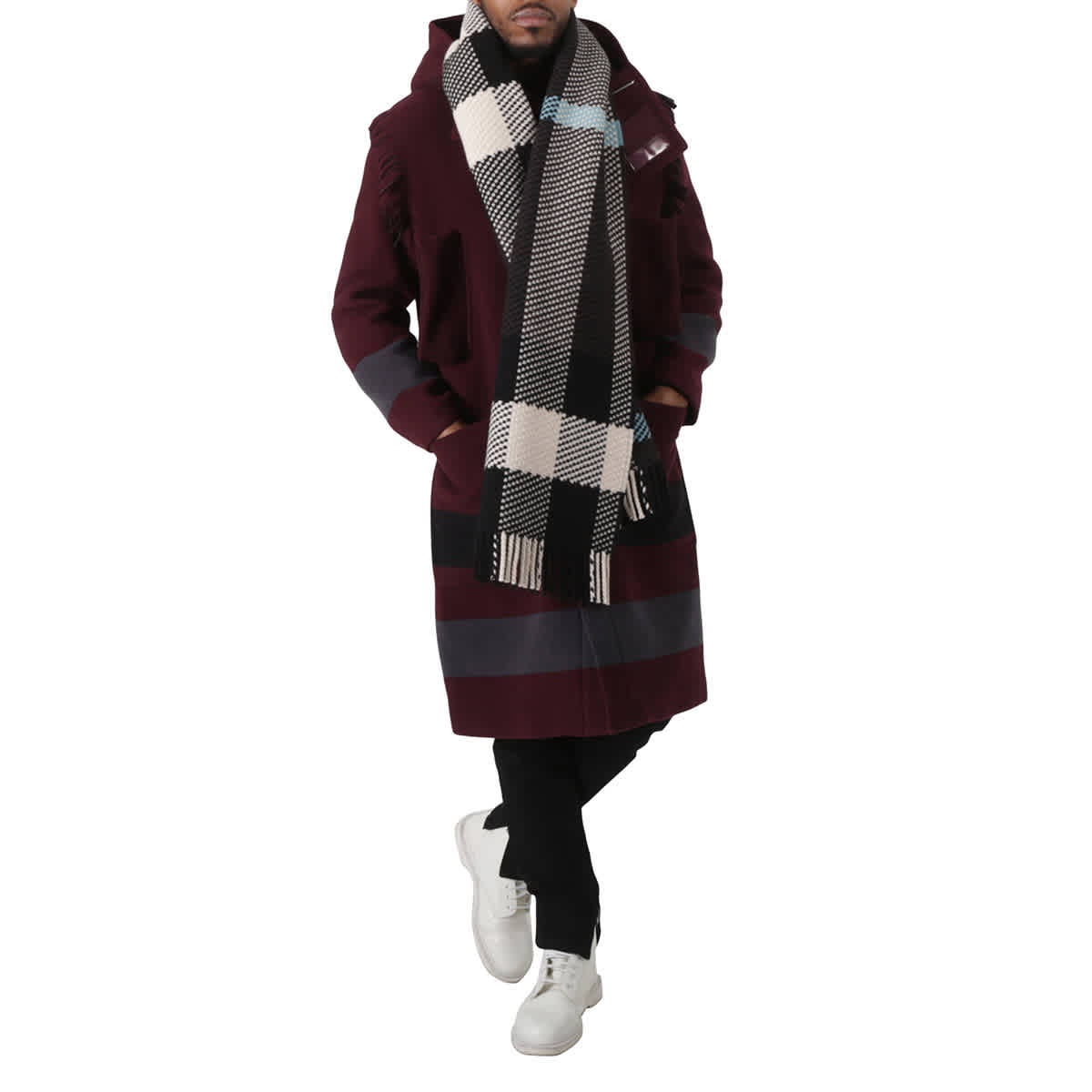 Burberry Jumbo Check Wool Fringed Scarf