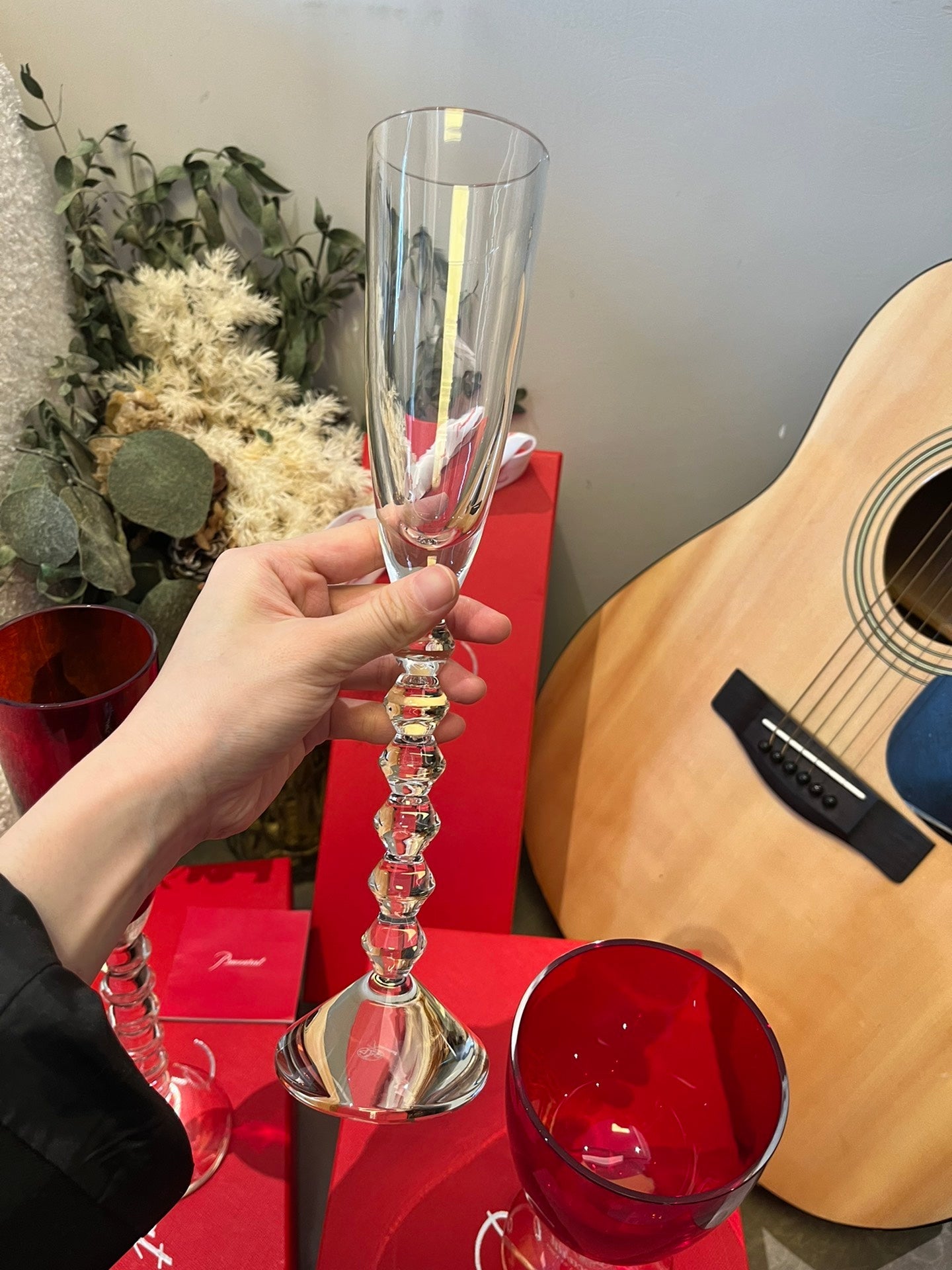 Baccarat VEGA Star Series Short-Stem Champagne Glass Red