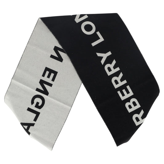 Burberry Logo Scarf in Black Wool