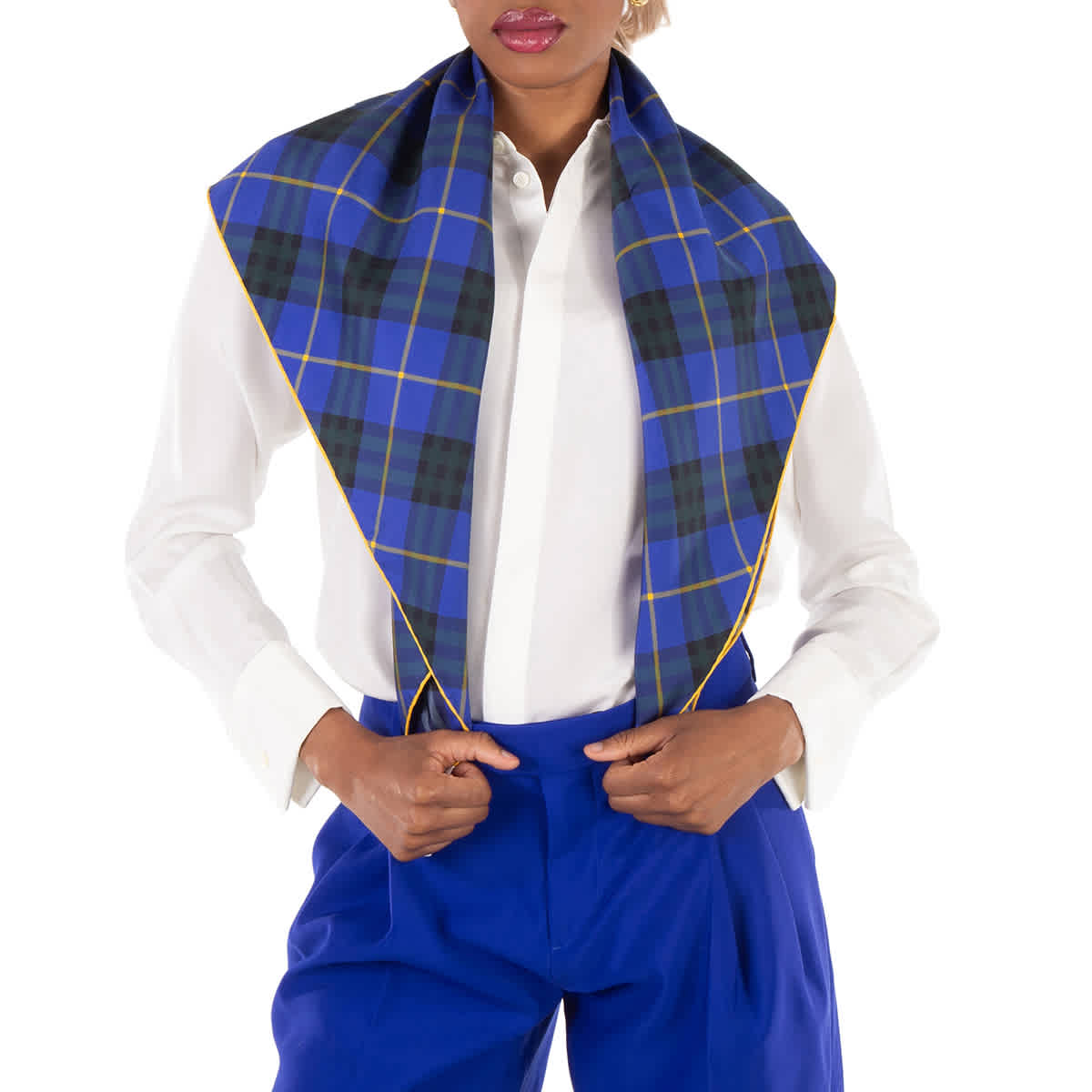 Burberry Check Pattern Sqaure Silk Scarf