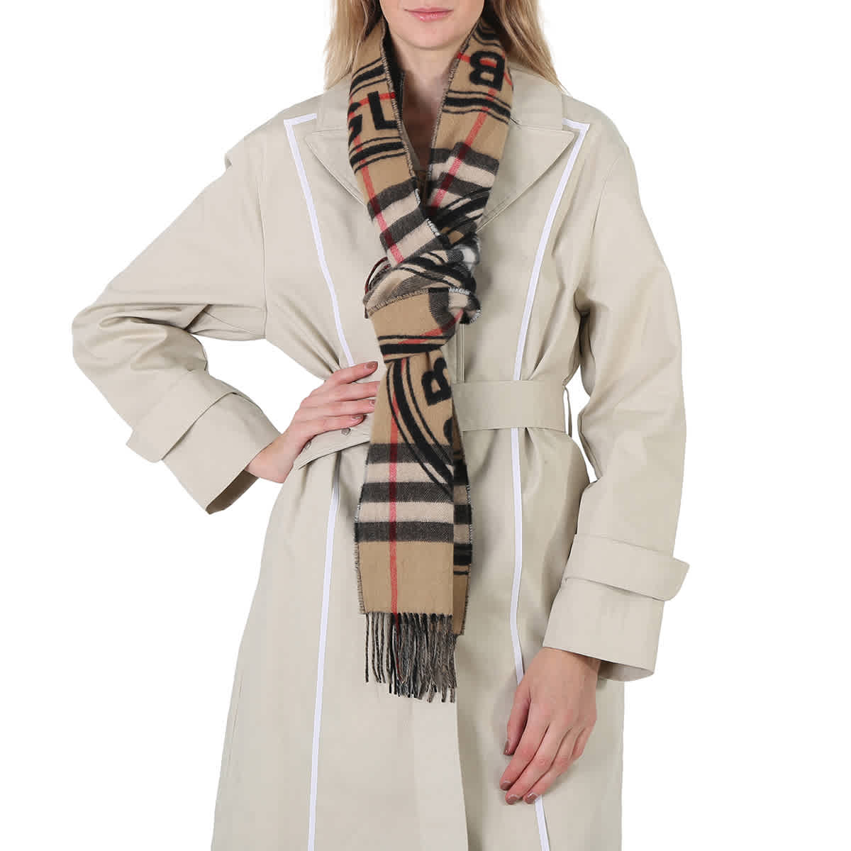 Burberry Archive Beige Montage Print Cashmere Scarf