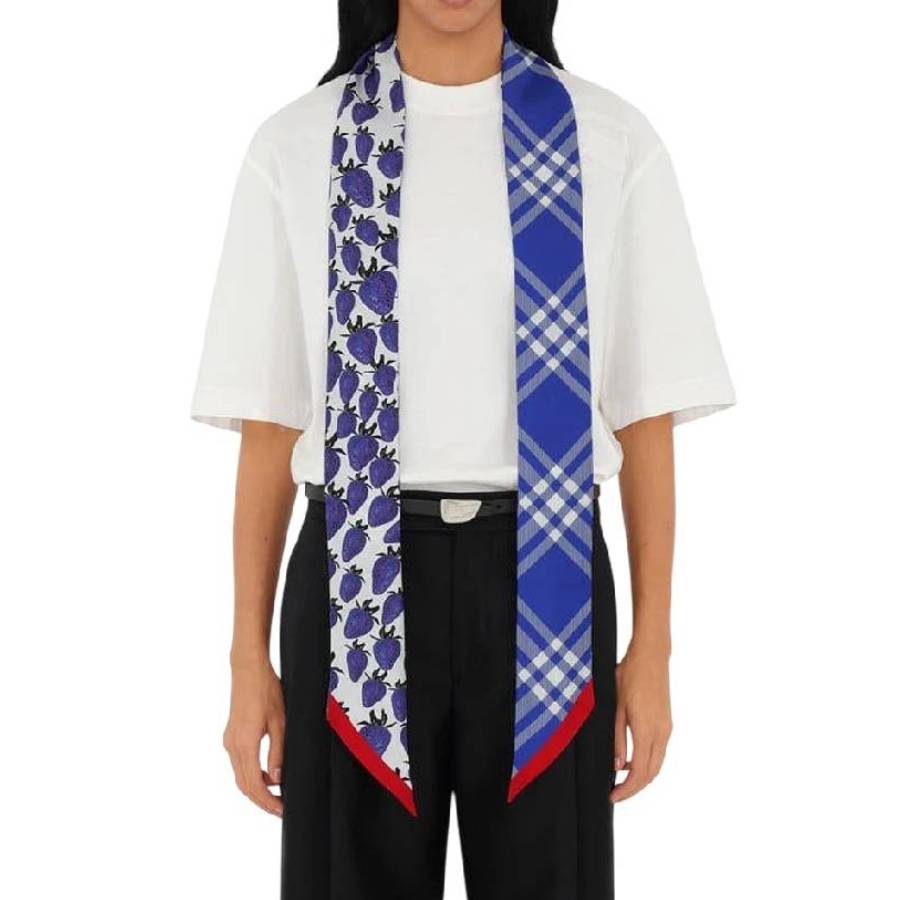 Burberry Strawberry Check Reversible Silk Scarf