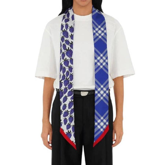Burberry Strawberry Check Reversible Silk Scarf