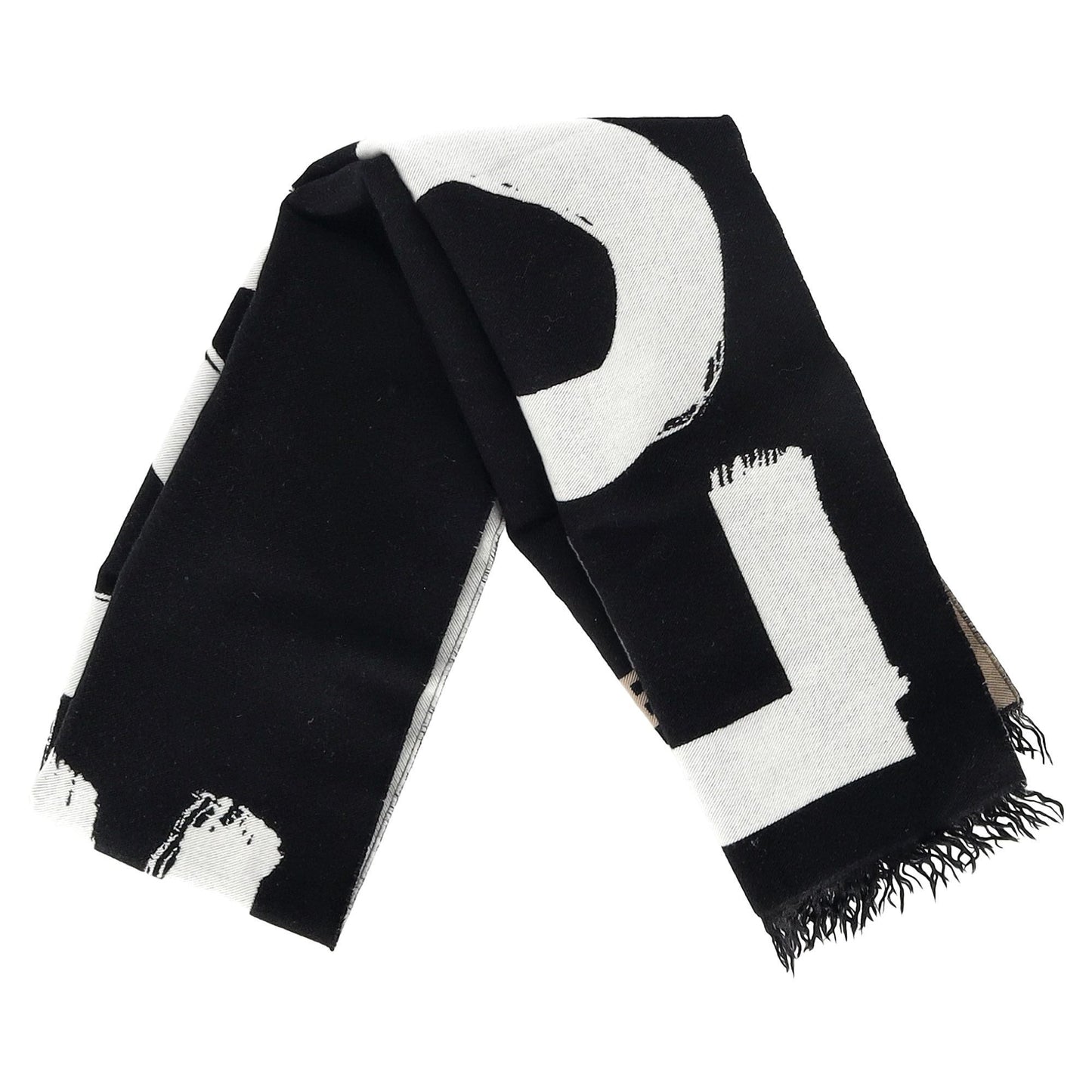 Burberry Love Logo Football Scarf in Black Wool