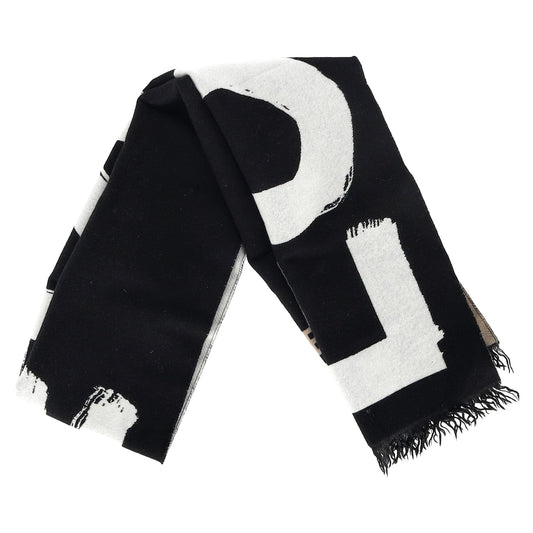 Burberry Love Logo Football Scarf in Black Wool