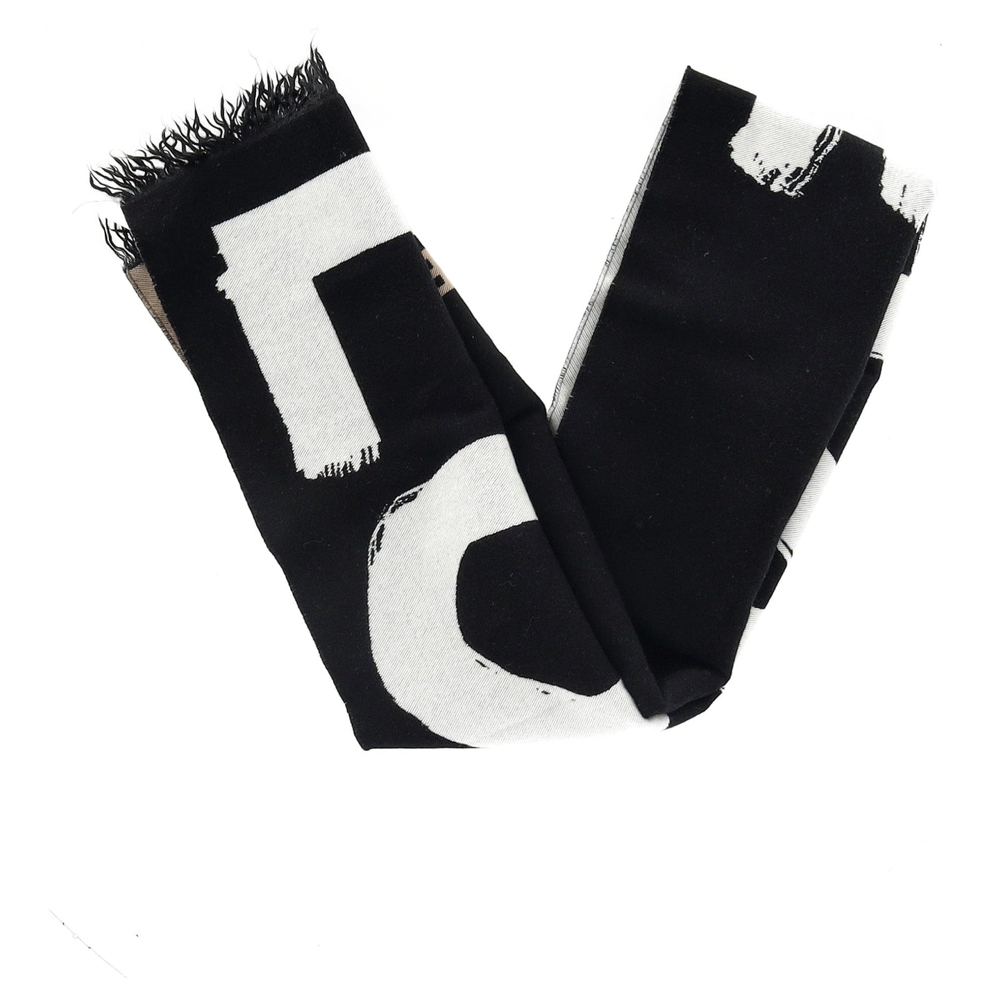 Burberry Love Logo Football Scarf in Black Wool