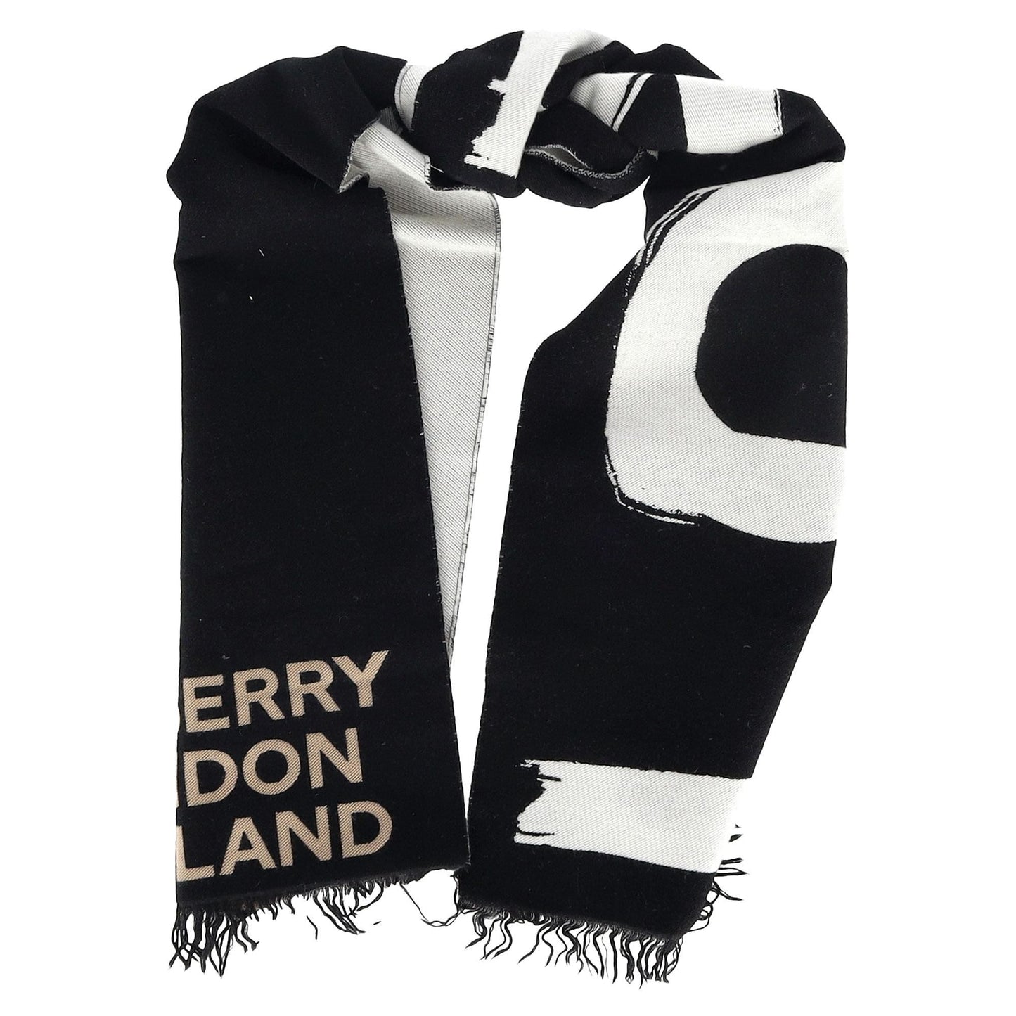 Burberry Love Logo Football Scarf in Black Wool