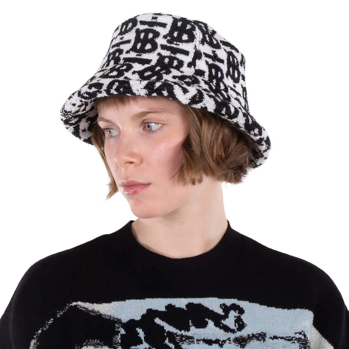 Burberry Cotton Monogram Jacquard Bucket Hat