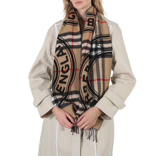 Burberry Archive Beige Montage Print Cashmere Scarf
