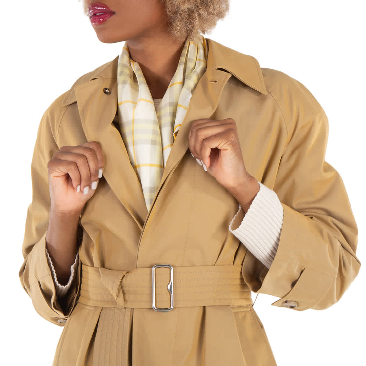 Burberry Check Silk Square Scarf in Wheat