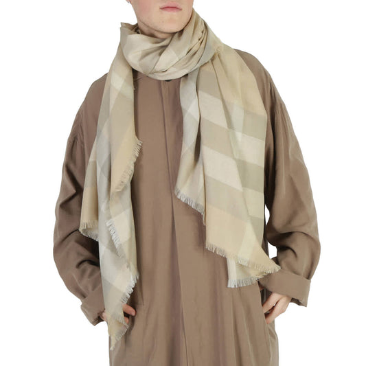 Burberry Half Mega Check Cashmere Silk Fringed Scarf
