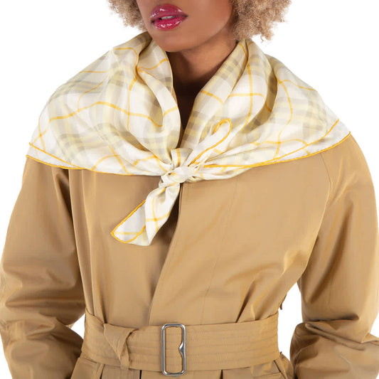 Burberry Check Silk Square Scarf in Wheat