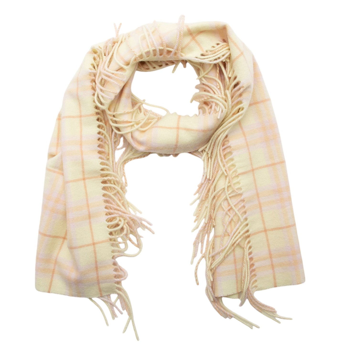 Burberry Cashmere Vintage Check Fringed Scarf