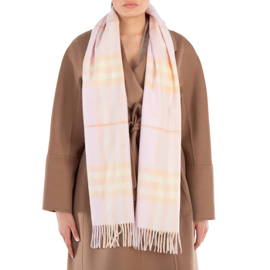 Burberry Checked Cashmere Fringe Scarf