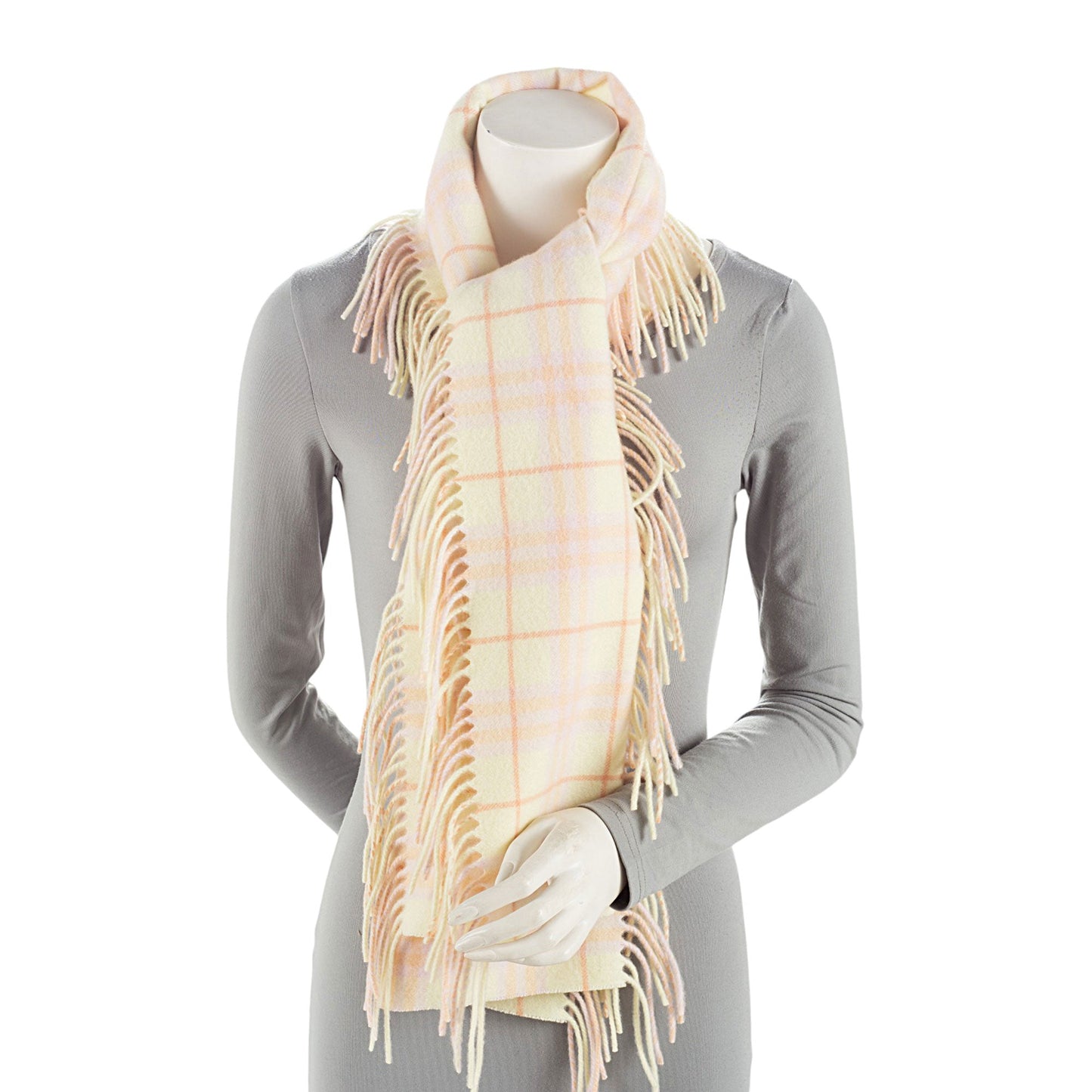 Burberry Cashmere Vintage Check Fringed Scarf