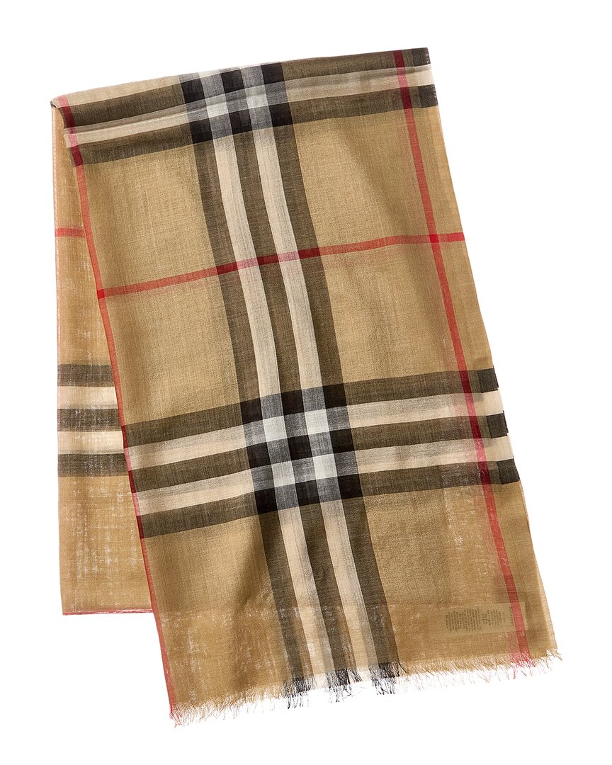 Burberry Check Print Wool & Silk-Blend Scarf