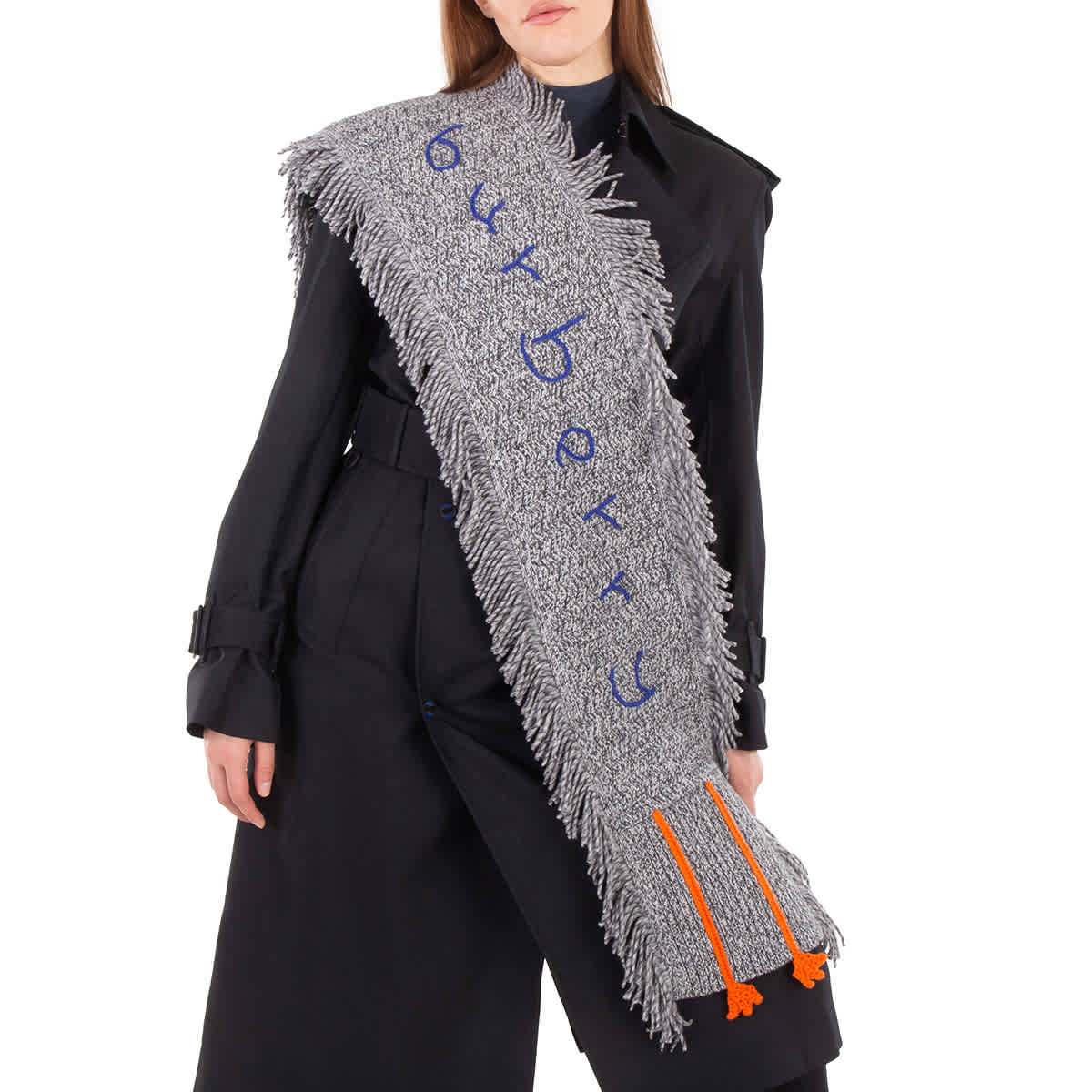 Burberry Embroidered Motif Wool Scarf