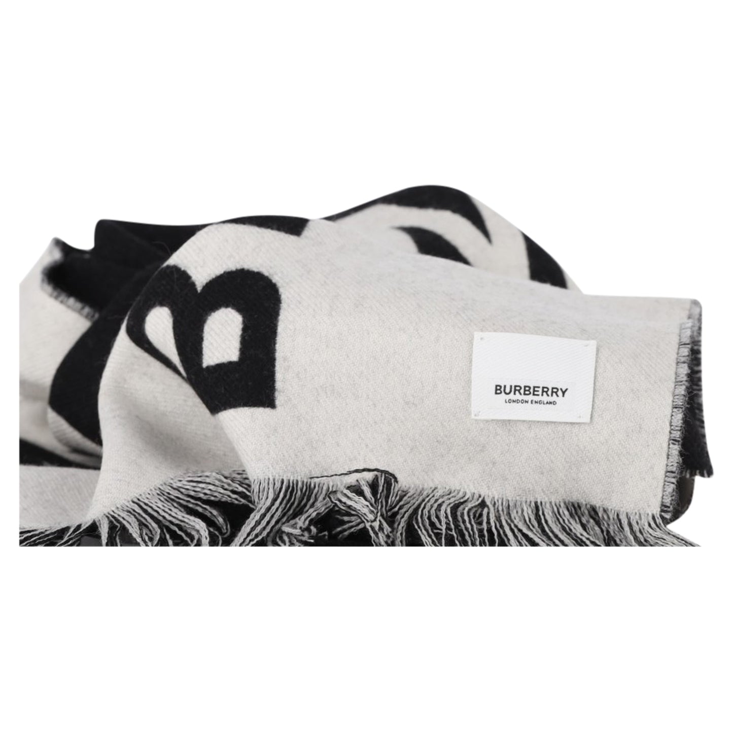 Burberry Logo Scarf in Black Wool