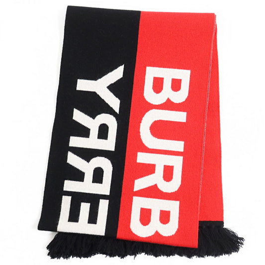 Burberry Cashmere Logo Fringe Scarf Multicolor