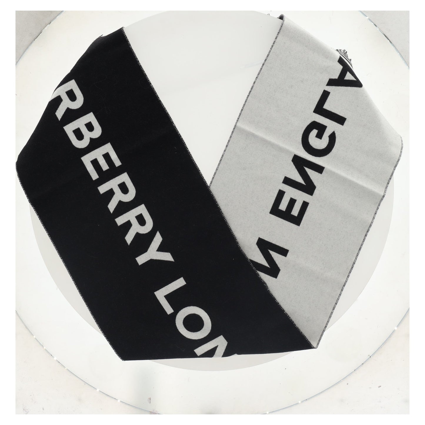 Burberry Logo Scarf in Black Wool
