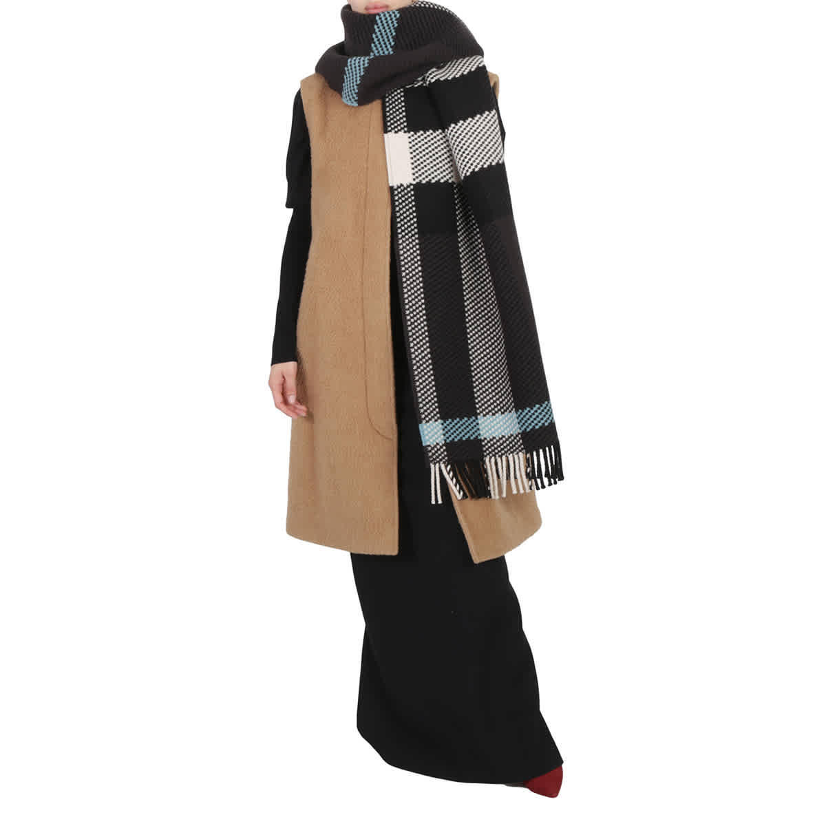 Burberry Jumbo Check Wool Fringed Scarf