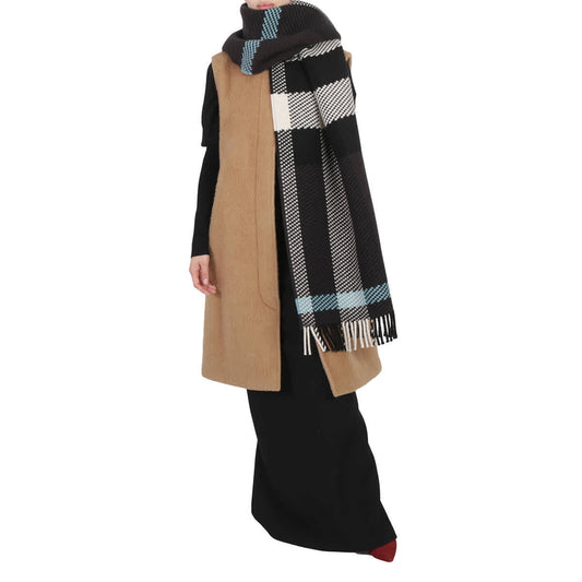 Burberry Jumbo Check Wool Fringed Scarf