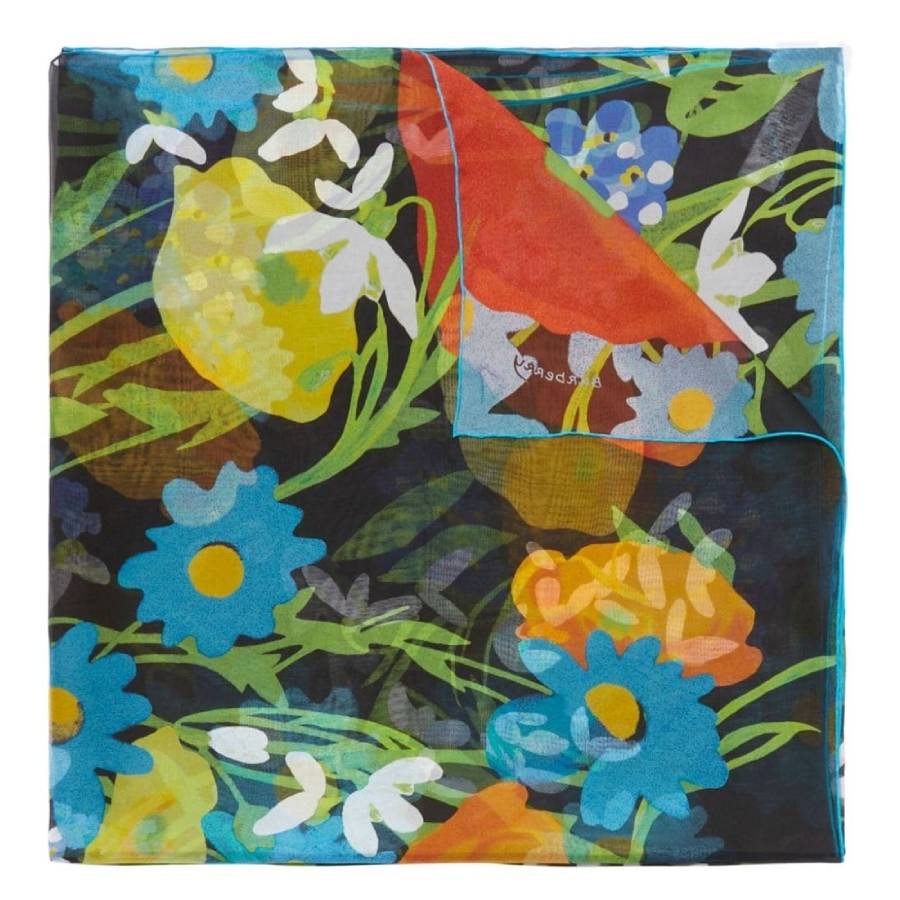Burberry Poppy Garden Floral Print Silk Scarf