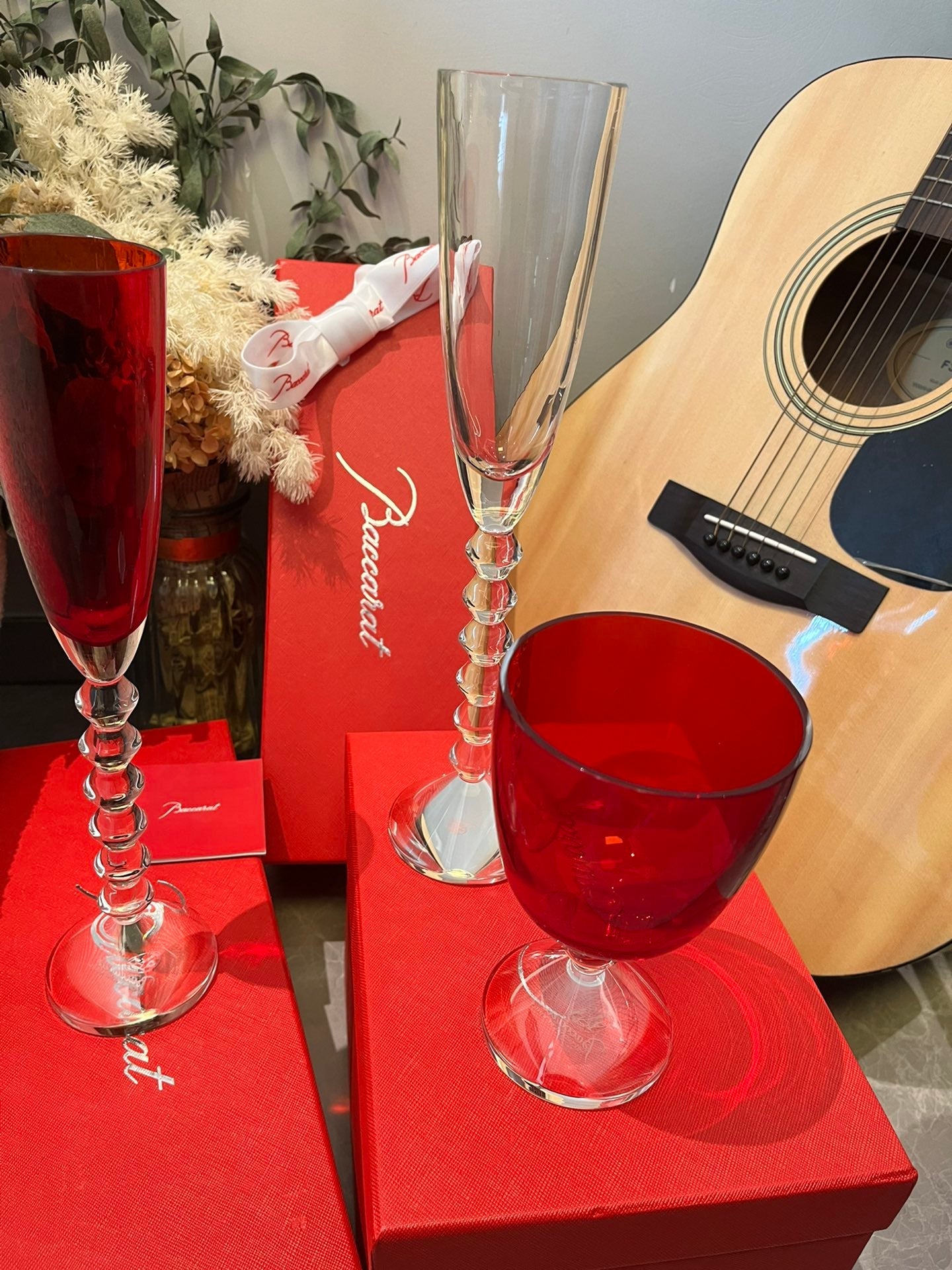 Baccarat VEGA Star Series Flute-Shaped Champagne Glass Red