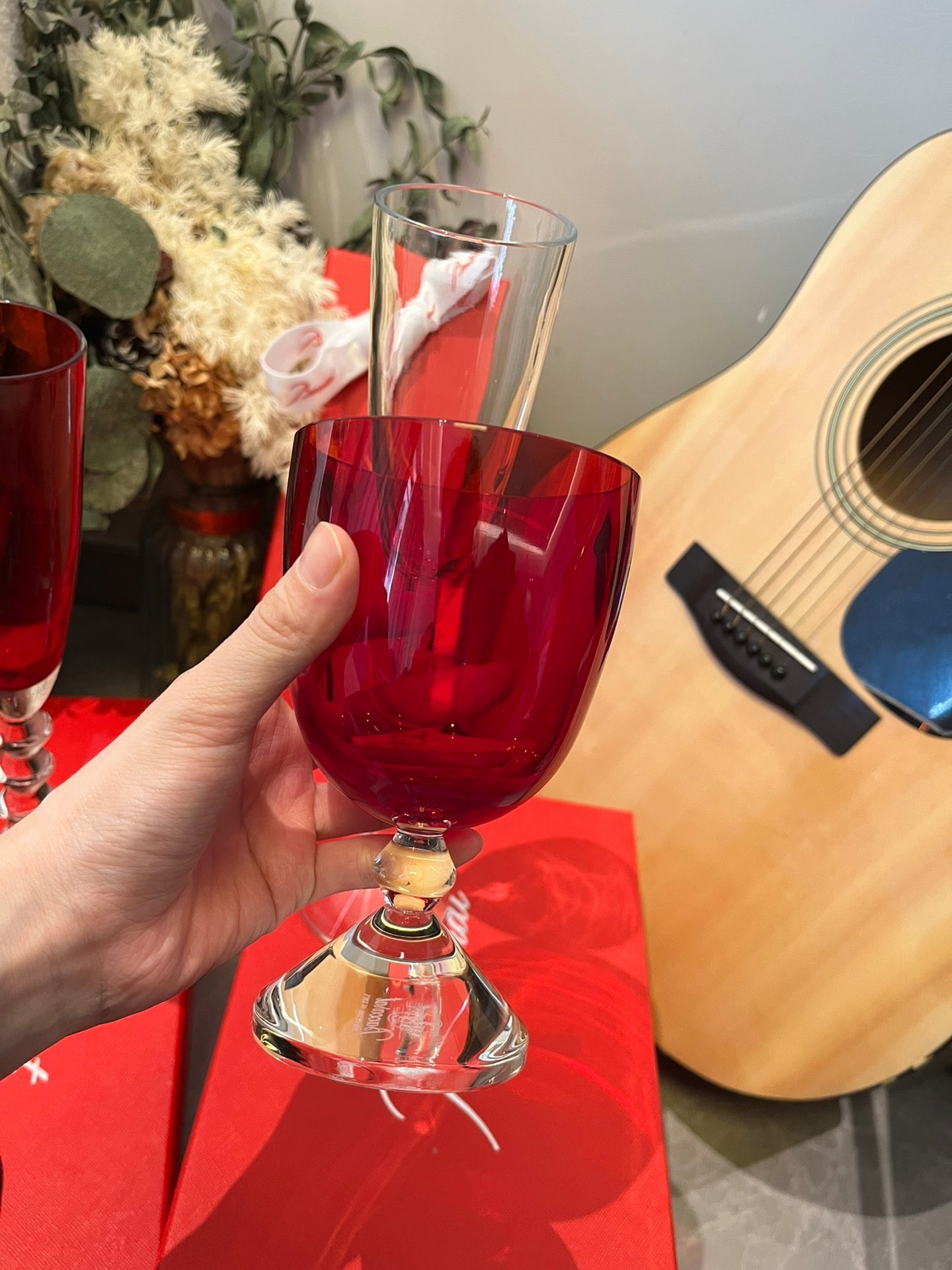 Baccarat VEGA Star Series Short-Stem Champagne Glass Red