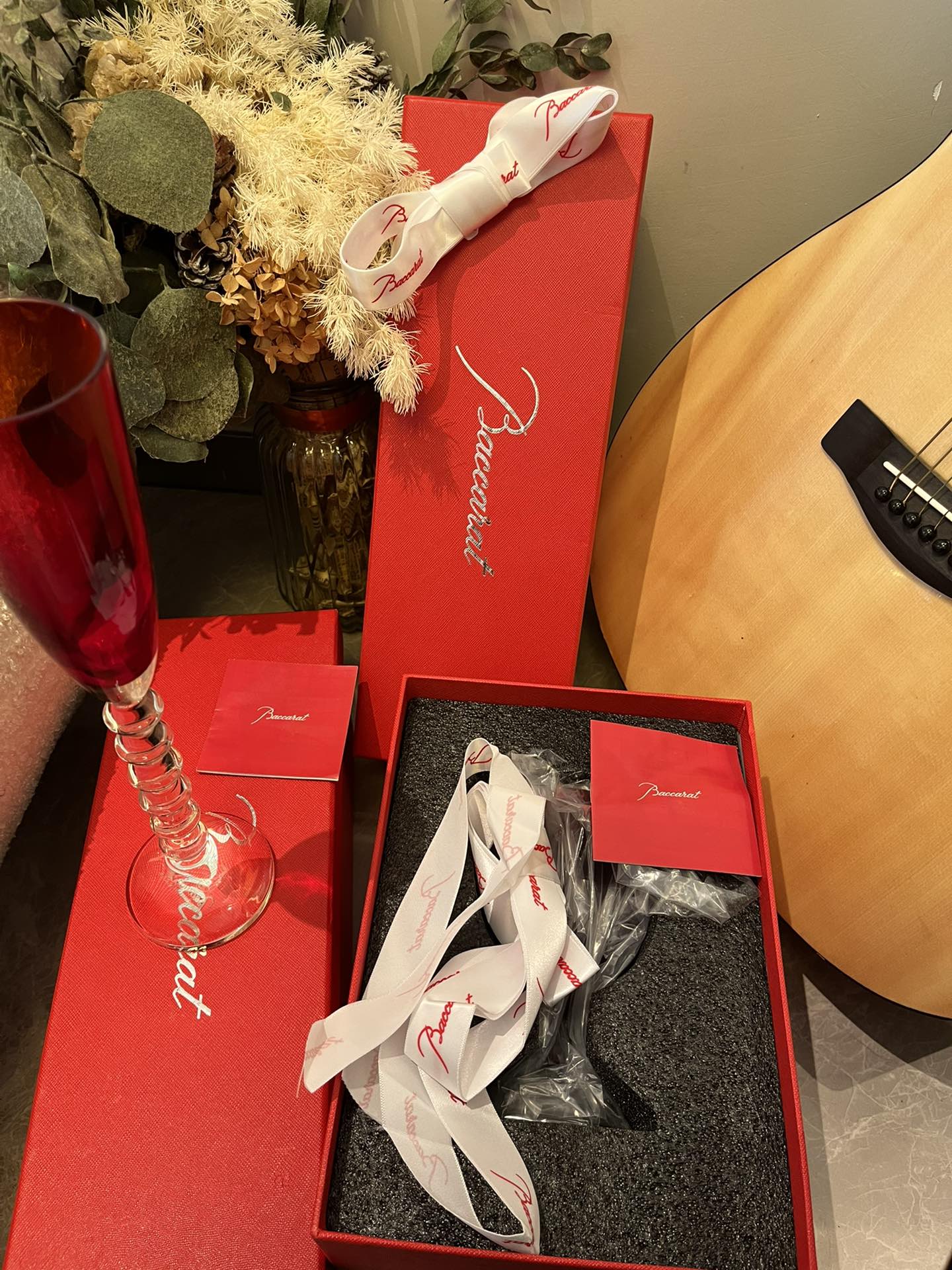 Baccarat VEGA Star Series Flute-Shaped Champagne Glass Red